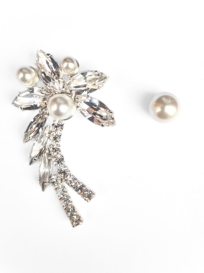 crystal and pearl dangle earring with matching stud